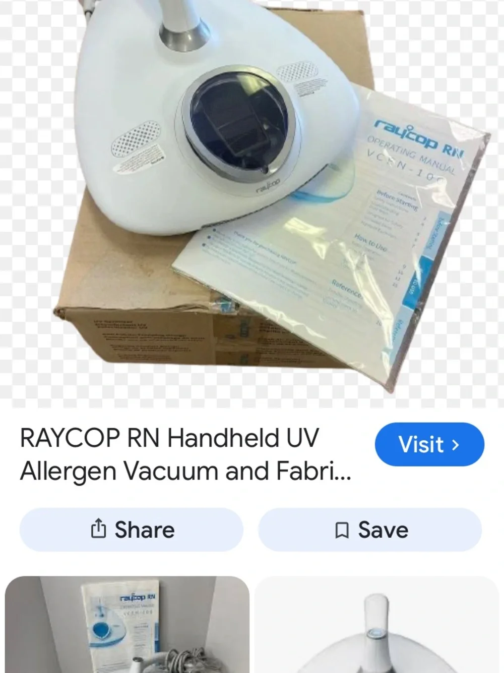 Ray cop RN handheld allergen vacuum and fabric sanitizer model vcen 180